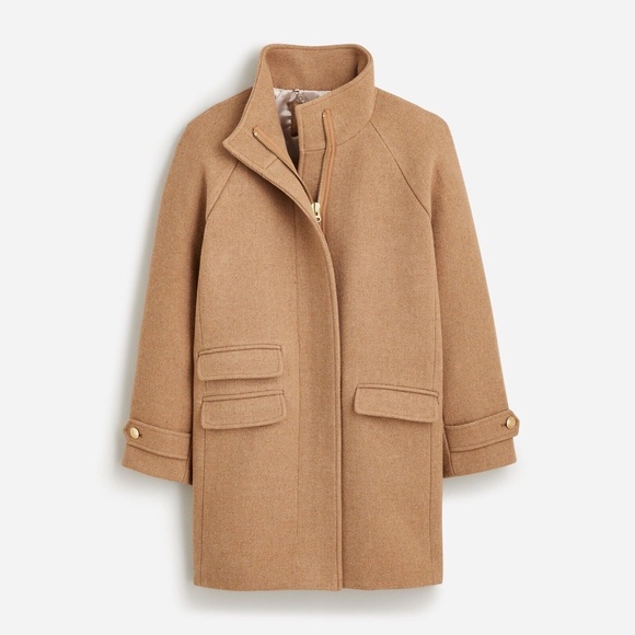 New JCREW Sz 2 Toscana Coat Italian Stadium Cloth Wool Blend Heather Acorn $348 - Picture 1 of 5